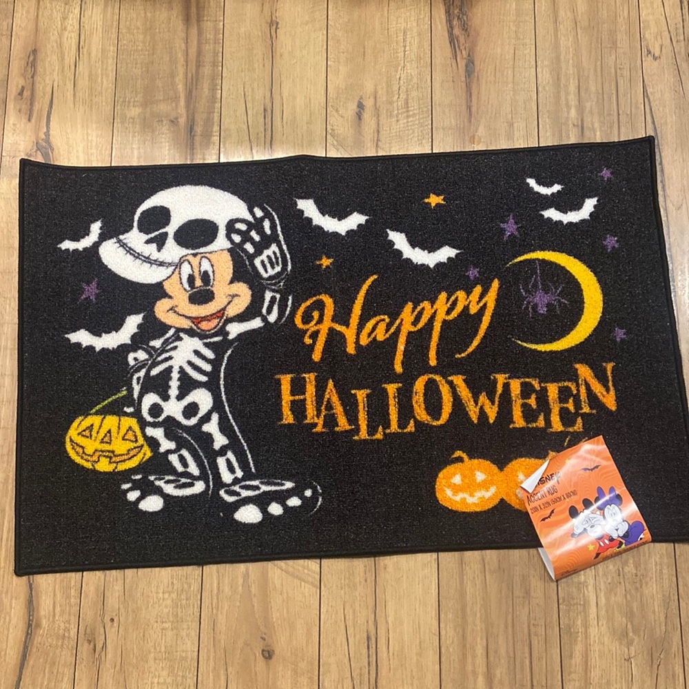 Mickey Mouse skeleton accent Halloween rug
